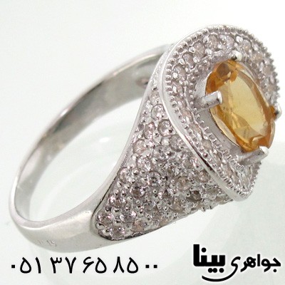 انگشتر سیترین بیضی زنانه