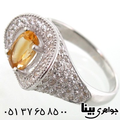 انگشتر سیترین بیضی زنانه