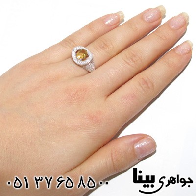 انگشتر سیترین بیضی زنانه