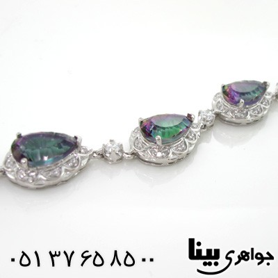 دستبند توپاز هفت رنگ طرح اشکی زنانه