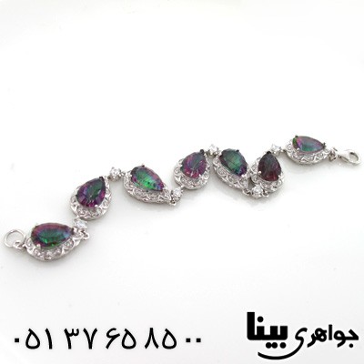 دستبند توپاز هفت رنگ طرح اشکی زنانه