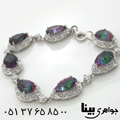 دستبند توپاز هفت رنگ طرح اشکی زنانه