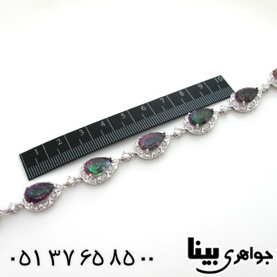 دستبند توپاز هفت رنگ طرح اشکی زنانه