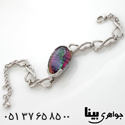 دستبند توپاز هفت رنگ بیضی زنانه درشت