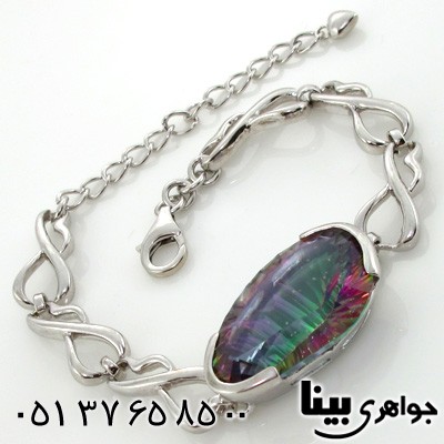 دستبند توپاز هفت رنگ بیضی زنانه درشت