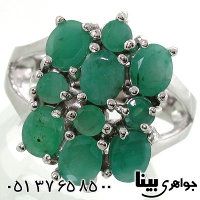 انگشتر زمرد ده نگین زنانه درشت