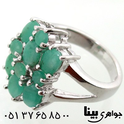 انگشتر زمرد ده نگین زنانه درشت