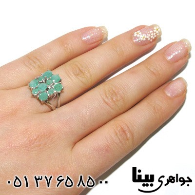 انگشتر زمرد ده نگین زنانه درشت