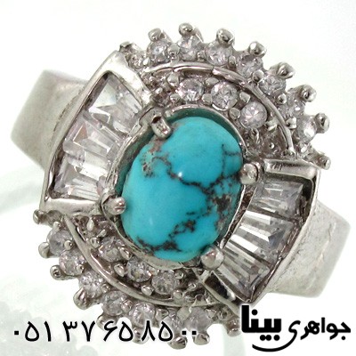 انگشتر فیروزه نیشابوری بیضی زنانه