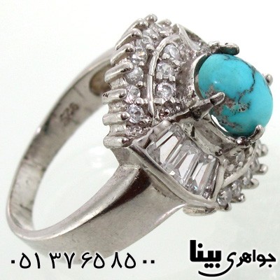 انگشتر فیروزه نیشابوری بیضی زنانه