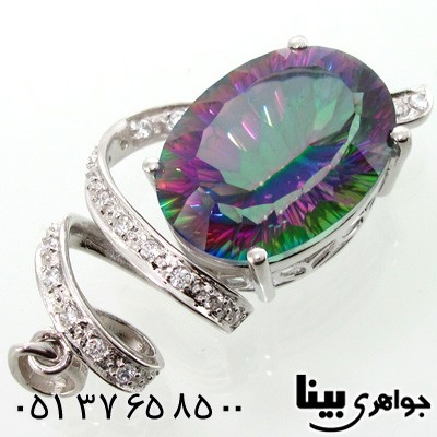 گردنبند توپاز هفت رنگ طرح پیچک زنانه