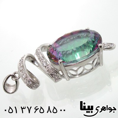 گردنبند توپاز هفت رنگ طرح پیچک زنانه