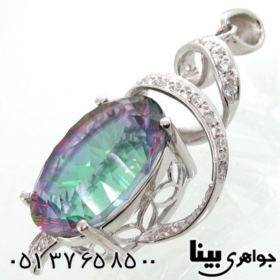 گردنبند توپاز هفت رنگ طرح پیچک زنانه