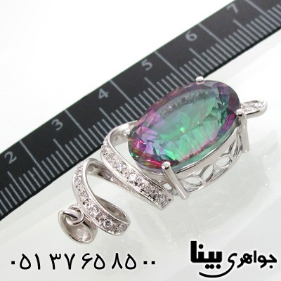 گردنبند توپاز هفت رنگ طرح پیچک زنانه