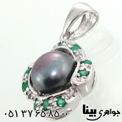 گردنبند چند جواهر مروارید کبود و زمرد کلمبیا زنانه