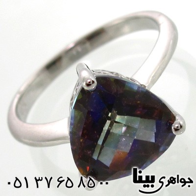 انگشتر توپاز هفت رنگ مثلثی زنانه