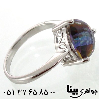 انگشتر توپاز هفت رنگ مثلثی زنانه