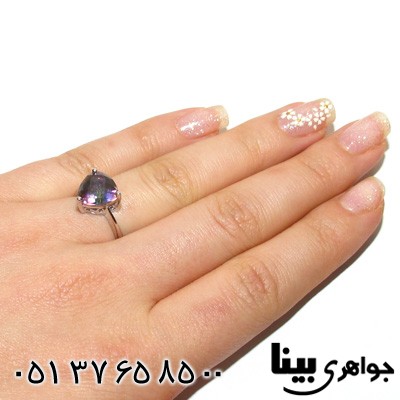انگشتر توپاز هفت رنگ مثلثی زنانه