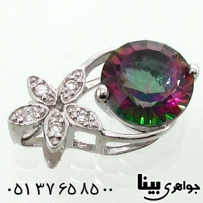 گردنبند توپاز هفت رنگ طرح شکوفه زنانه