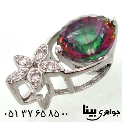 گردنبند توپاز هفت رنگ طرح شکوفه زنانه