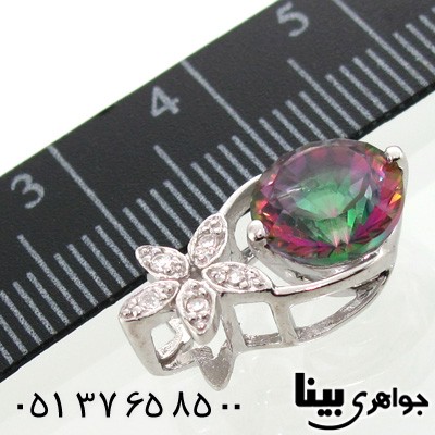 گردنبند توپاز هفت رنگ طرح شکوفه زنانه