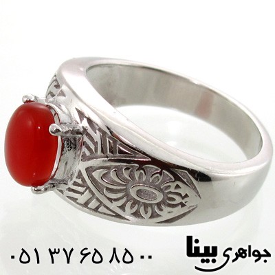 انگشتر عقیق قرمز دایره ای یک