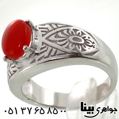 انگشتر عقیق قرمز دایره ای یک