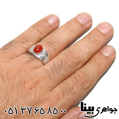 انگشتر عقیق قرمز دایره ای یک