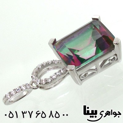گردنبند توپاز هفت رنگ مستطیلی زنانه