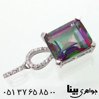 گردنبند توپاز هفت رنگ مستطیلی زنانه