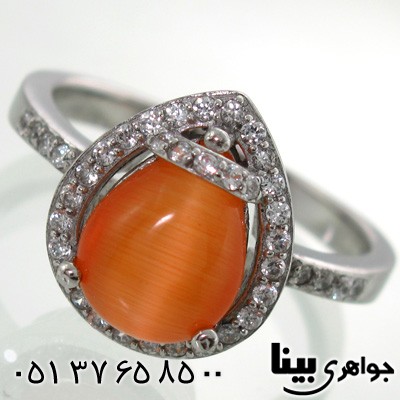 انگشتر سنگ ماه (مون استون) طرح اشکی زنانه