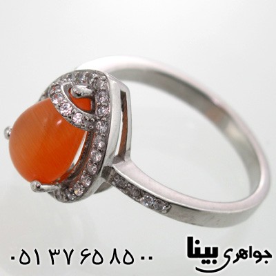 انگشتر سنگ ماه (مون استون) طرح اشکی زنانه
