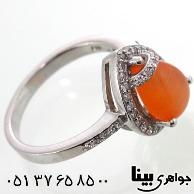 انگشتر سنگ ماه (مون استون) طرح اشکی زنانه