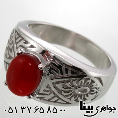 انگشتر عقیق قرمز دایره ای دو
