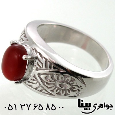 انگشتر عقیق قرمز دایره ای دو