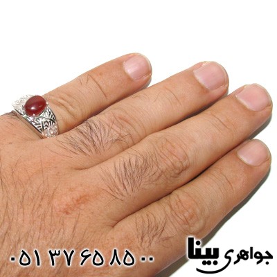 انگشتر عقیق قرمز دایره ای دو