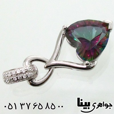 گردنبند توپاز هفت رنگ قلبی زنانه