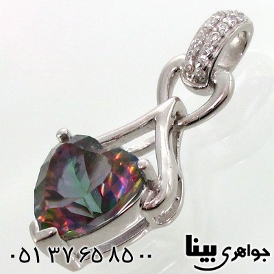 گردنبند توپاز هفت رنگ قلبی زنانه