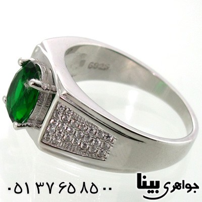 انگشتر ابسیدین سبز بیضی مردانه