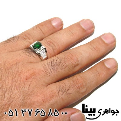 انگشتر ابسیدین سبز بیضی مردانه
