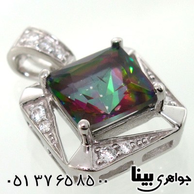 گردنبند توپاز هفت رنگ مربعی زنانه