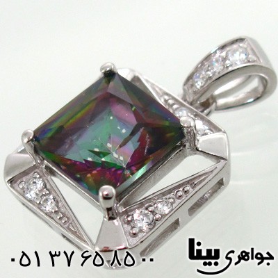 گردنبند توپاز هفت رنگ مربعی زنانه