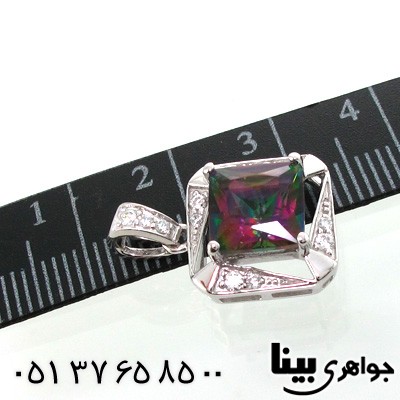 گردنبند توپاز هفت رنگ مربعی زنانه