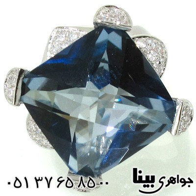 انگشتر ابسیدین آبی مربعی زنانه درشت