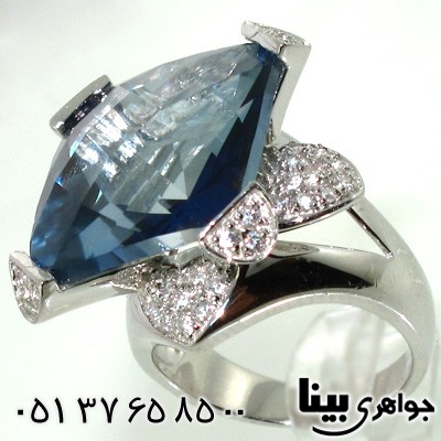 انگشتر ابسیدین آبی مربعی زنانه درشت