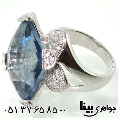 انگشتر ابسیدین آبی مربعی زنانه درشت