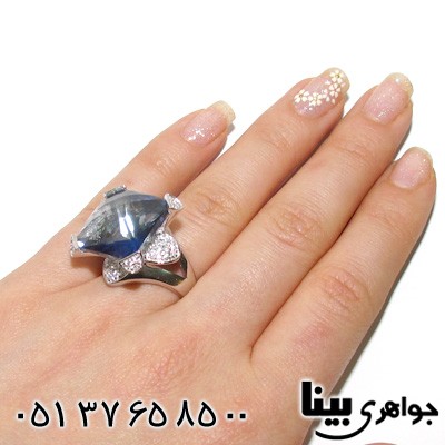 انگشتر ابسیدین آبی مربعی زنانه درشت