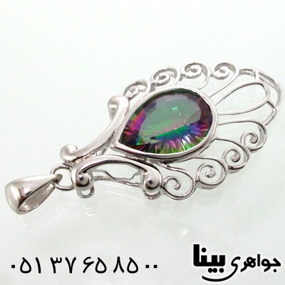 گردنبند توپاز هفت رنگ طرح اشکی زنانه