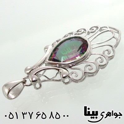 گردنبند توپاز هفت رنگ طرح اشکی زنانه