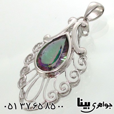 گردنبند توپاز هفت رنگ طرح اشکی زنانه